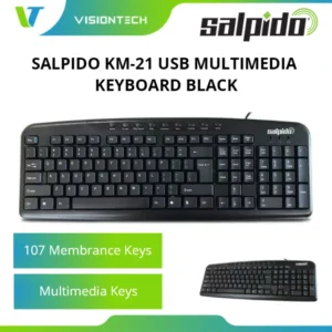 Salpido KM-21 USB Multimedia 107 Keys Membrane Keyboard Black