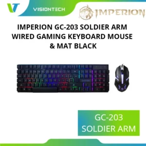 Imperion GC-203 Wired Gaming Keyboard Mouse + Free Mouse Mat Black Combo